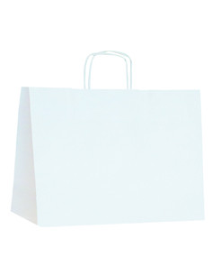 BOLSA DE PAPEL ASA RETORCIDA 23x21+8 ANÓNIMA BLANCO (CAJA 250 UDS.)