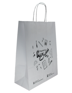 BOLSA DE PAPEL ASA RETORCIDA 24x31+12 PERSONALIZADA BLANCO (CAJA 250 UDS.)