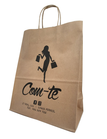 BOLSA DE PAPEL ASA RETORCIDA 32x41+12 PERSONALIZADA KRAFT RECICLADO (CAJA 250 UDS.) BOLSA DE PAPEL ASA RETORCIDA 32x41+12 PERSONALIZADA KRAFT RECICLADO (CAJA 250 UDS.)