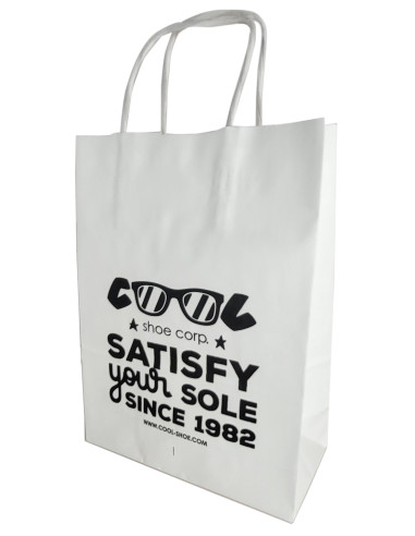BOLSA DE PAPEL ASA RETORCIDA 18x24+8 PERSONALIZADA BLANCO (CAJA 400 UDS.)