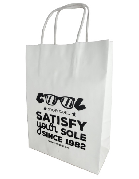 BOLSA DE PAPEL ASA RETORCIDA 18x24+8 PERSONALIZADA BLANCO (CAJA 400 UDS.)