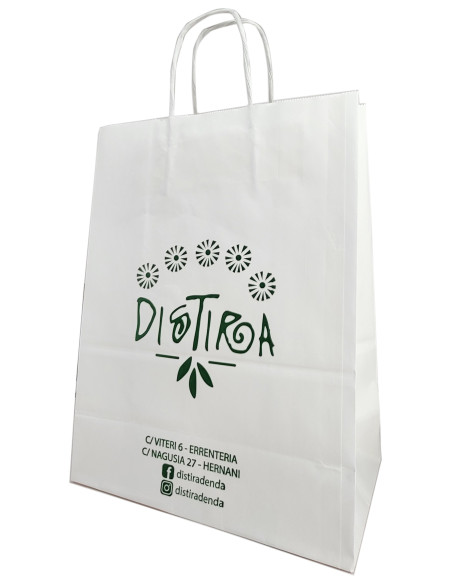 BOLSA DE PAPEL ASA RETORCIDA 18x24+8 PERSONALIZADA BLANCO (CAJA 400 UDS.)