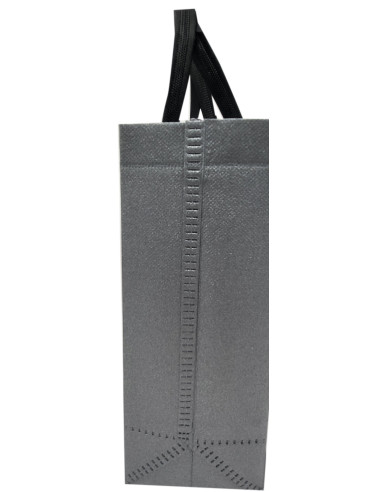 BOLSA TEJIDO NO TEJIDO TERMOSELLADA GLITTER GRIS 40x34+14 (CAJA 250 UDS.)