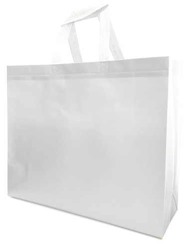 BOLSA TERMOSELLADA CON FUELLE LAMINADA ANONIMA 40X34+14 BLANCO (CAJA 250 UDS.)
