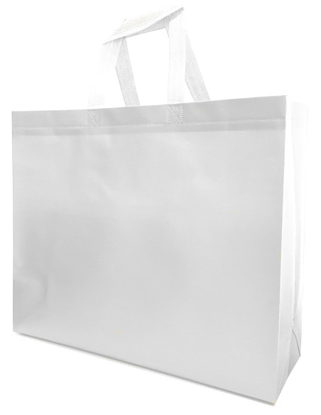 BOLSA TERMOSELLADA CON FUELLE LAMINADA ANONIMA 40X34+14 BLANCO (CAJA 250 UDS.)