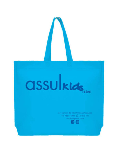 BOLSA TERMOSELLADA MAR FUELLE BASE PERSONALIZADA 40X35+10 CELESTE (CAJA 250 UDS.)