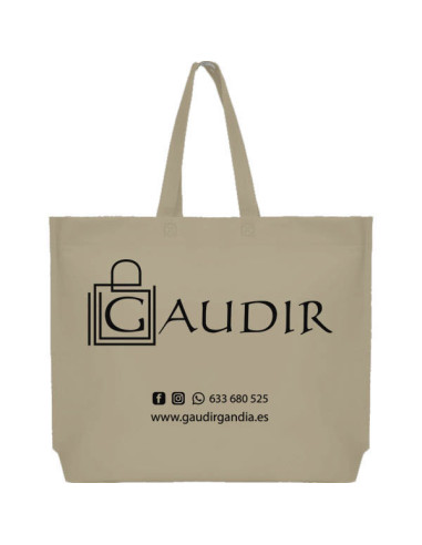BOLSA TERMOSELLADA MAR FUELLE BASE PERSONALIZADA 54X40+10 CARAMELO (CAJA 250 UDS.)