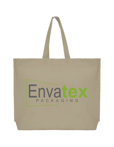 BOLSA TERMOSELLADA MAR FUELLE BASE PERSONALIZADA 54X40+10 CARAMELO (CAJA 250 UDS.)