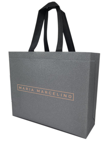 BOLSA TERMOSELLADA GLITTER GRIS PERSONALIZADA 40x34+14 (CAJA 250 UDS.)