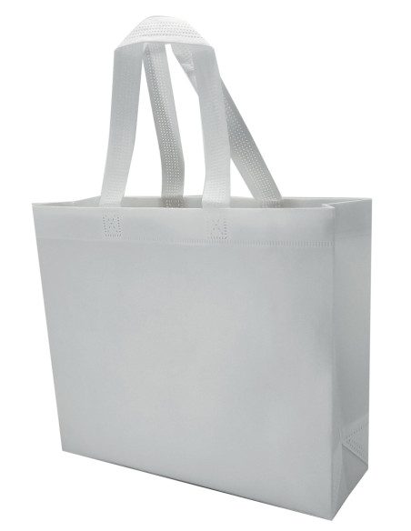 BOLSA TERMOSELLADA CON FUELLE LAMINADA ANONIMA 40X34+14 BLANCO (CAJA 250 UDS.)