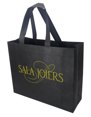 BOLSA TERMOSELLADA CON FUELLE SIN LAMINAR PERSONALIZADA 30x25+10 NEGRO (CAJA 250 UDS.)