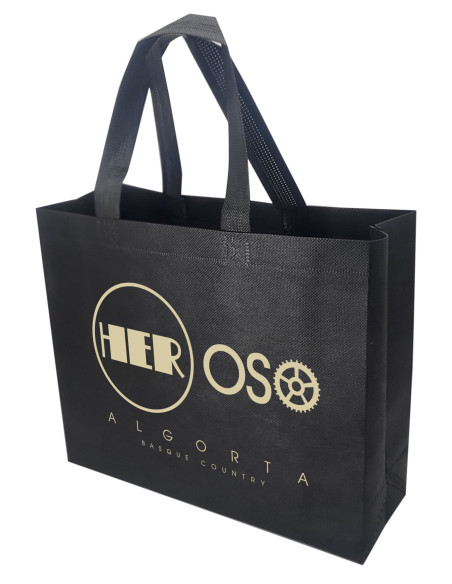 BOLSA TERMOSELLADA CON FUELLE SIN LAMINAR PERSONALIZADA 30x25+10 NEGRO (CAJA 250 UDS.)